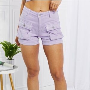 Judy blue lavender garment dyed cargo shorts size medium style 150212 c